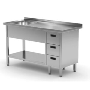 Work Table With 1 Lhs Sink 1 Shelf And 3 Drawers