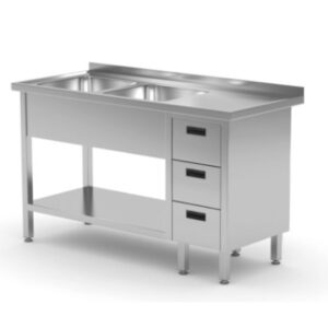 Work Table With 2 Lhs Sink 1 Shelf And 3 Drawers